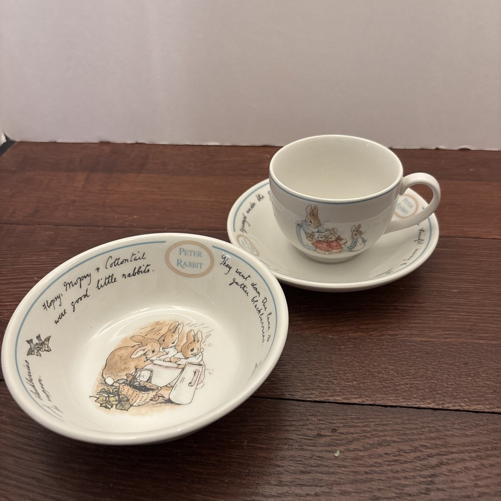 Wedgewood Etruria Beatrix Potter England Peter Rabbit 100th Anniversary 3 PC EUC